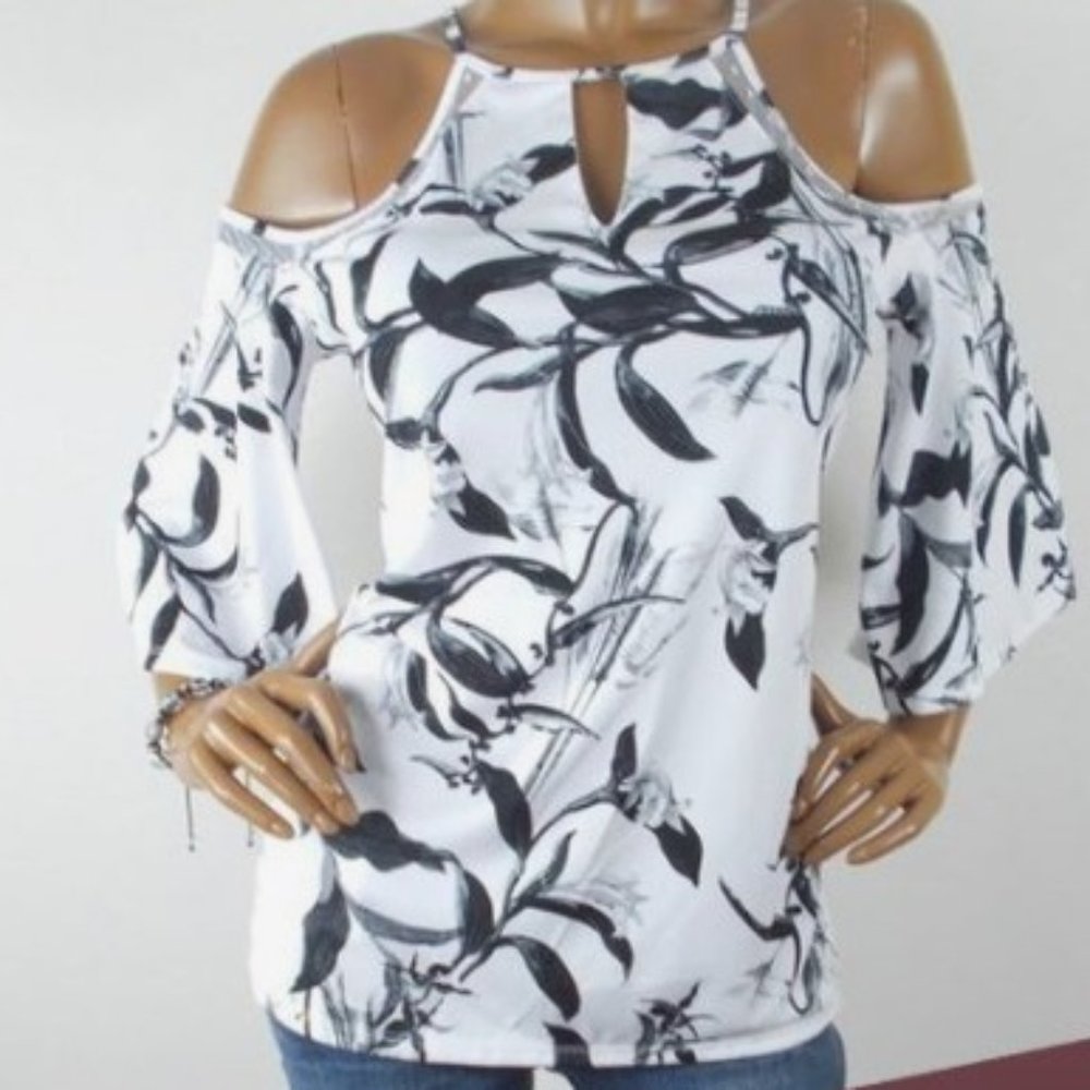 Worthington "White Avila" Cold Shoulder Blouse